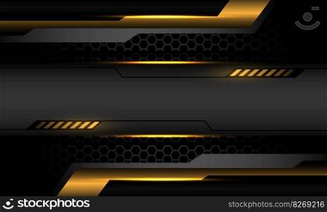 Abstractred silver black banner gold cyber geometric on blue hexagon mesh pattern design modern luxury background vector