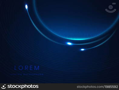 Abstrct futuristic blue glowing curves and shadows background. Vector graphic illustration