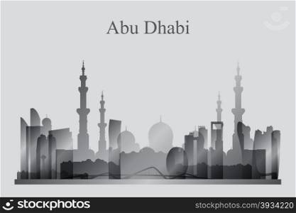 Abu Dhabi city skyline silhouette in grayscale, vector illustration&#xA;