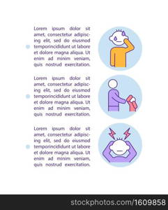 Abuse and violence signs in children concept icon with text. Physical harm. Social service help. PPT page vector template. Brochure, magazine, booklet design element with linear illustrations. Abuse and violence signs in children concept icon with text