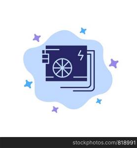 Ac, Computer, Part, Power, Supply Blue Icon on Abstract Cloud Background