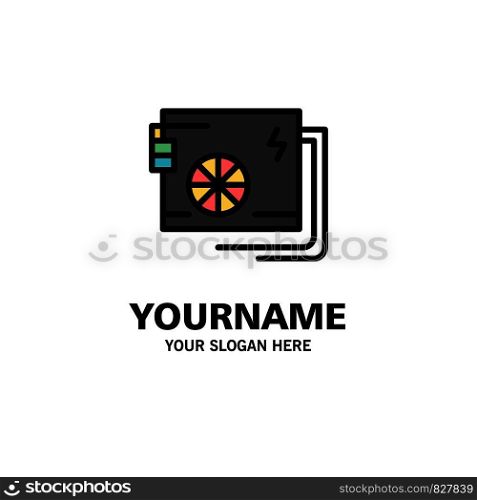 Ac, Computer, Part, Power, Supply Business Logo Template. Flat Color