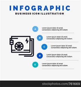 Ac, Computer, Part, Power, Supply Line icon with 5 steps presentation infographics Background