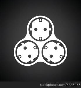 AC splitter icon. Black background with white. Vector illustration.