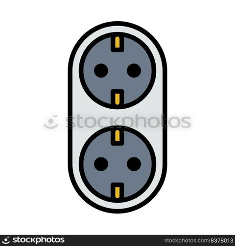 AC Splitter Icon. Editable Bold Outline With Color Fill Design. Vector Illustration.