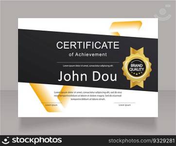 Academic achievement certificate design template. Vector diploma with customized copyspace and borders. Printable document for awards and recognition. Syne Bold, Arial, Calibri Regular fonts used. Academic achievement certificate design template
