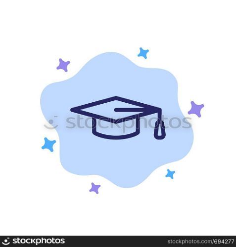 Academic, Education, Graduation hat Blue Icon on Abstract Cloud Background
