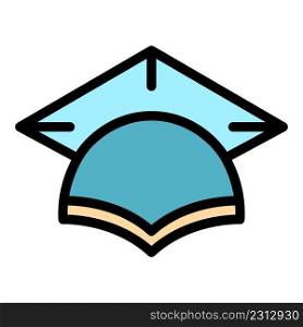 Academic graduation hat icon. Outline academic graduation hat vector icon color flat isolated. Academic graduation hat icon color outline vector