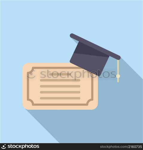 Academic graduation icon flat vector. Book study. Work test. Academic graduation icon flat vector. Book study