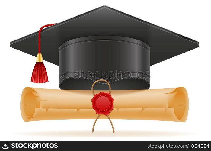 academic graduation mortarboard square cap vector illustration isolated on white background
