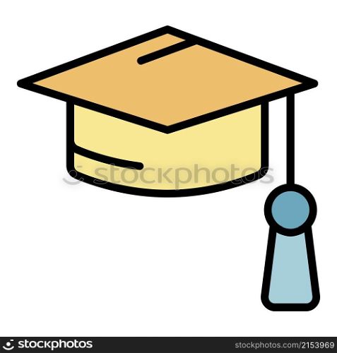 Academic hat icon. Outline academic hat vector icon color flat isolated. Academic hat icon color outline vector