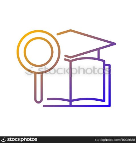 Academic research talent gradient linear vector icon. Study and investigation. Cognitive skill. Data collection. Thin line color symbol. Modern style pictogram. Vector isolated outline drawing. Academic research talent gradient linear vector icon