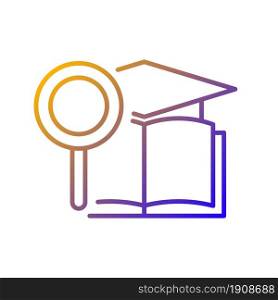 Academic research talent gradient linear vector icon. Study and investigation. Cognitive skill. Data collection. Thin line color symbol. Modern style pictogram. Vector isolated outline drawing. Academic research talent gradient linear vector icon