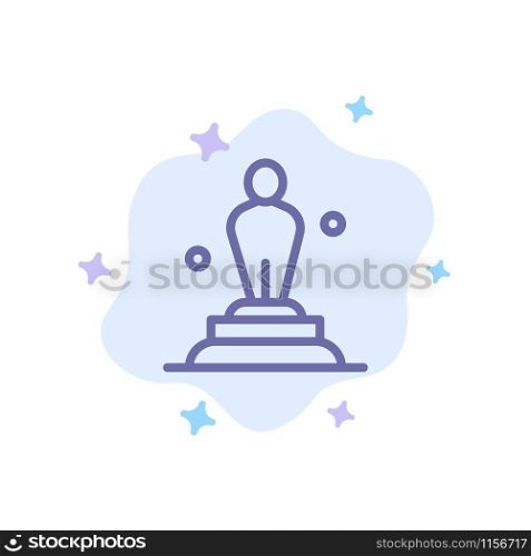 Academy, Award, Oscar, Statue, Trophy Blue Icon on Abstract Cloud Background