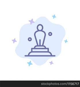 Academy, Award, Oscar, Statue, Trophy Blue Icon on Abstract Cloud Background