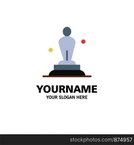 Academy, Award, Oscar, Statue, Trophy Business Logo Template. Flat Color