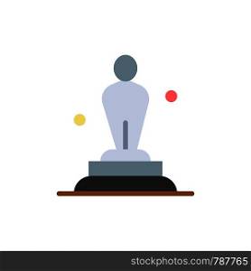 Academy, Award, Oscar, Statue, Trophy Flat Color Icon. Vector icon banner Template