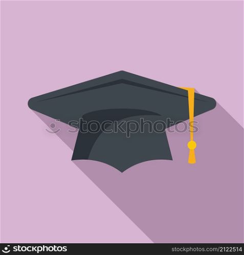 Academy graduation hat icon flat vector. School graduate. Degree cap. Academy graduation hat icon flat vector. School graduate