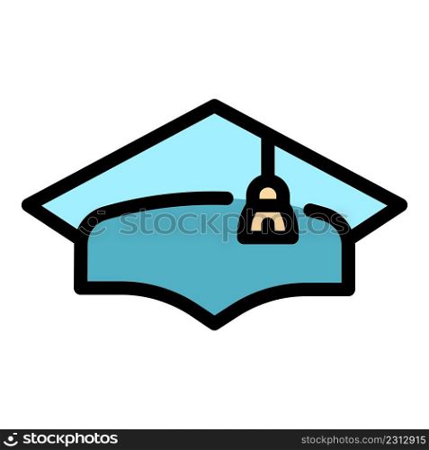 Academy graduation hat icon. Outline academy graduation hat vector icon color flat isolated. Academy graduation hat icon color outline vector
