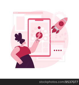 Accelerated mobile pages abstract concept vector illustration. Mobile website development, accelerated loading site, smartphone version, web page design, company page menu abstract metaphor.. Accelerated mobile pages abstract concept vector illustration.