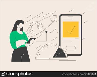 Accelerated mobile pages abstract concept vector illustration. Mobile website development, accelerated loading site, smartphone version, web page design, company page menu abstract metaphor.. Accelerated mobile pages abstract concept vector illustration.