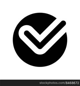 Accept button black glyph ui icon. Approve changes. Toolbar control element. User interface design. Silhouette symbol on white space. Solid pictogram for web, mobile. Isolated vector illustration. Accept button black glyph ui icon