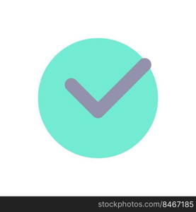 Accept button flat color ui icon. Approve changes. Toolbar control element. Single click. Menu command. Simple filled element for mobile app. Colorful solid pictogram. Vector isolated RGB illustration. Accept button flat color ui icon