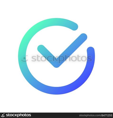 Accept button pixel perfect gradient linear ui icon. Approve changes. Toolbar control element. Line color user interface symbol. Modern style pictogram. Vector isolated outline illustration. Accept button pixel perfect gradient linear ui icon