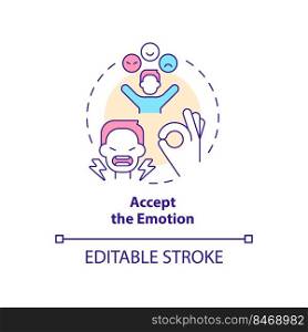 Accept emotion concept icon. Admit feelings. Emotional regulation skills abstract idea thin line illustration. Isolated outline drawing. Editable stroke. Arial, Myriad Pro-Bold fonts used. Accept emotion concept icon