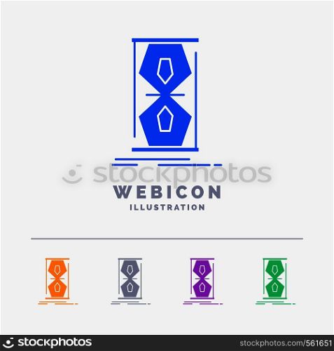 Access, clock, early, sand clock, time 5 Color Glyph Web Icon Template isolated on white. Vector illustration. Vector EPS10 Abstract Template background