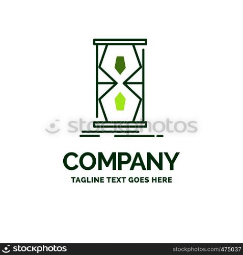 Access, clock, early, sand clock, time Flat Business Logo template. Creative Green Brand Name Design.