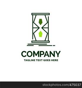 Access, clock, early, sand clock, time Flat Business Logo template. Creative Green Brand Name Design.