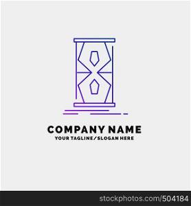 Access, clock, early, sand clock, time Purple Business Logo Template. Place for Tagline. Vector EPS10 Abstract Template background