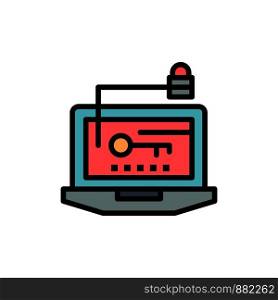 Access, Computer, Hardware, Key, Laptop Flat Color Icon. Vector icon banner Template