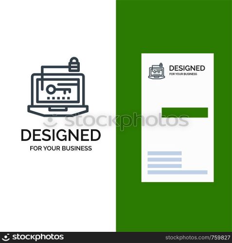 Access, Computer, Hardware, Key, Laptop Grey Logo Design and Business Card Template