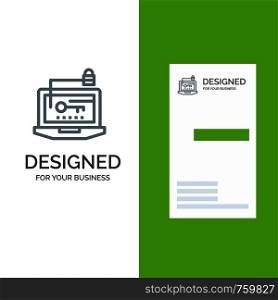 Access, Computer, Hardware, Key, Laptop Grey Logo Design and Business Card Template