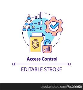 Access control concept icon. Part of physical security standard abstract idea thin line illustration. Cybersecurity. Isolated outline drawing. Editable stroke. Arial, Myriad Pro-Bold fonts used. Access control concept icon