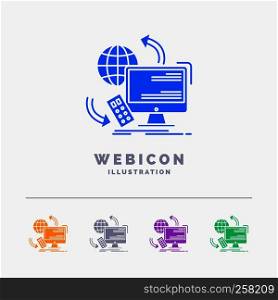 Access, control, monitoring, remote, security 5 Color Glyph Web Icon Template isolated on white. Vector illustration
