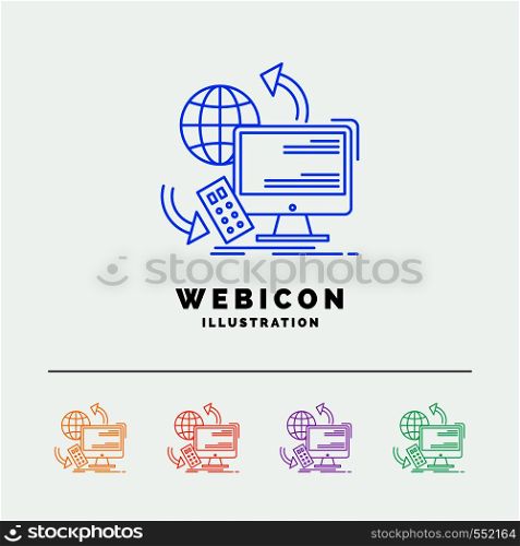 Access, control, monitoring, remote, security 5 Color Line Web Icon Template isolated on white. Vector illustration. Vector EPS10 Abstract Template background