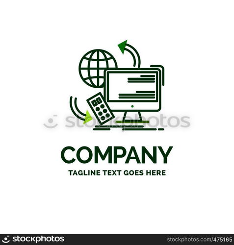 Access, control, monitoring, remote, security Flat Business Logo template. Creative Green Brand Name Design.