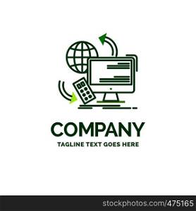 Access, control, monitoring, remote, security Flat Business Logo template. Creative Green Brand Name Design.