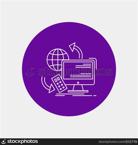 Access, control, monitoring, remote, security White Line Icon in Circle background. vector icon illustration. Vector EPS10 Abstract Template background