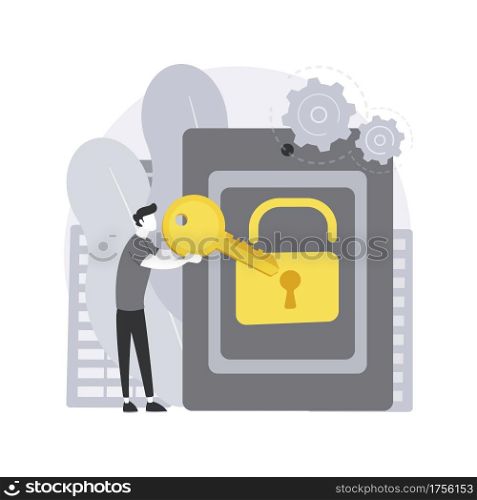 Access control system abstract concept vector illustration. Security system, authorize entry, login credentials, electronic access, password, pass-phrase or PIN verification abstract metaphor.. Access control system abstract concept vector illustration.