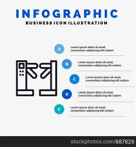 Access, Control, Turnstiles, Underground Line icon with 5 steps presentation infographics Background