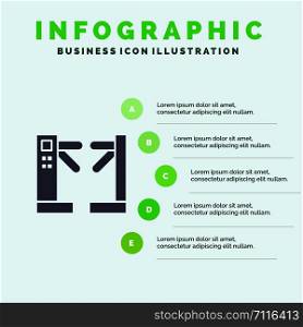 Access, Control, Turnstiles, Underground Solid Icon Infographics 5 Steps Presentation Background