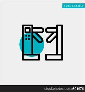 Access, Control, Turnstiles, Underground turquoise highlight circle point Vector icon