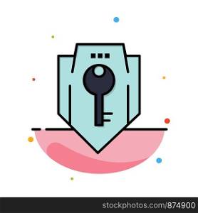 Access, Key, Protection, Security, Shield Abstract Flat Color Icon Template