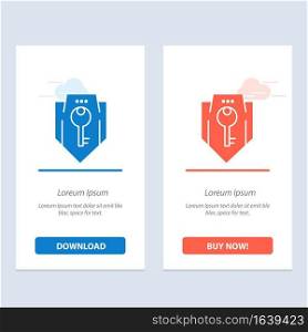 Access, Key, Protection, Security, Shield  Blue and Red Download and Buy Now web Widget Card Template