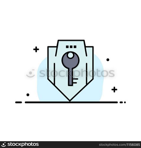 Access, Key, Protection, Security, Shield Business Flat Line Filled Icon Vector Banner Template