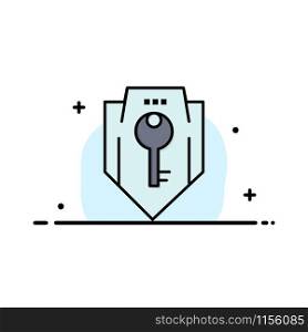 Access, Key, Protection, Security, Shield Business Flat Line Filled Icon Vector Banner Template